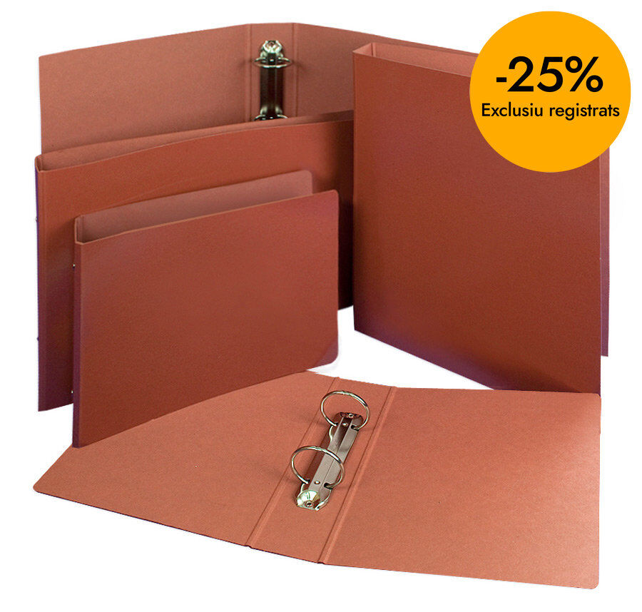 Carpeta cart&oacute;n 4 anillas Folio Soldaplastic marr&oacute;n