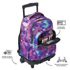 Mochila con ruedas desmontable Totto glitter Star Butterfly