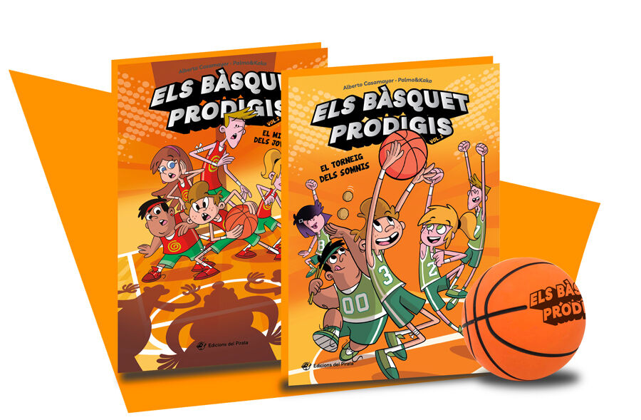 Estoig Els B&agrave;squet Prodigis: 2 llibres + pilota