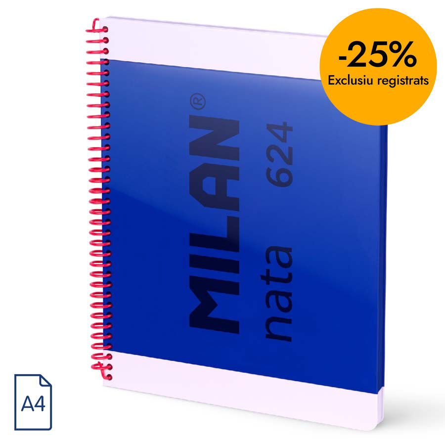 Libreta A4 espiral 80 hojas 5x5mm Milan Nata 624 azul