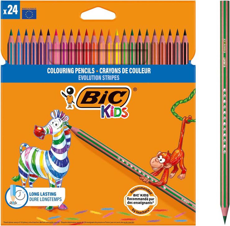 Lápices de colores Bic Kids Evolution Stripes 24 colores