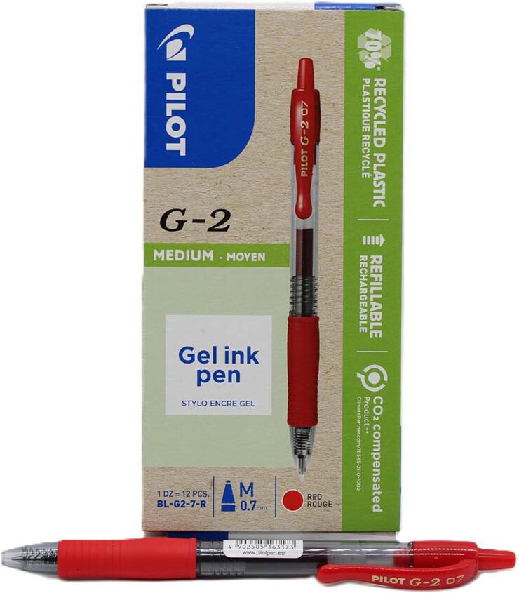 Bolígrafos Pilot G-2 rojo 12u