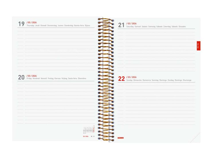 Agenda Finocam espiral 18 meses E10 2día/pág mult 2025-26 girl