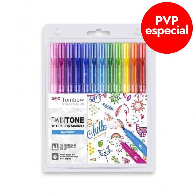 Rotuladores Tombow TwinTone Dual Arco Iris 12 colores