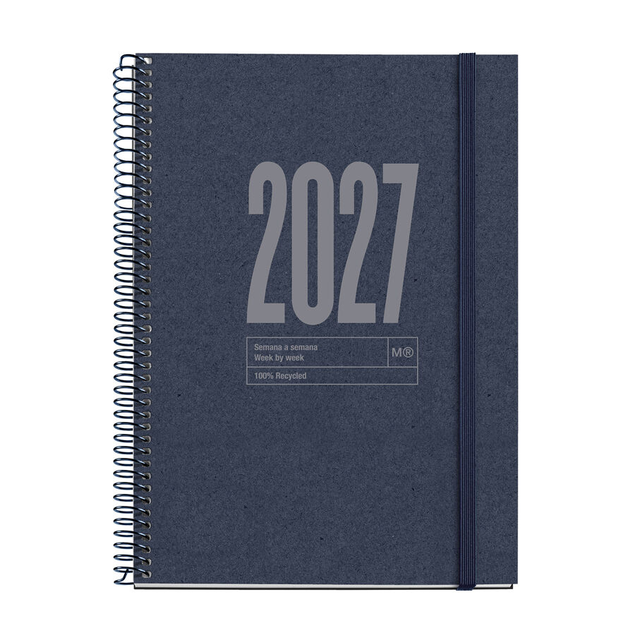 Agenda Miquelrius Espiral Plus Dia P&agrave;gina Catal&agrave; 2027 City Blau Fosc