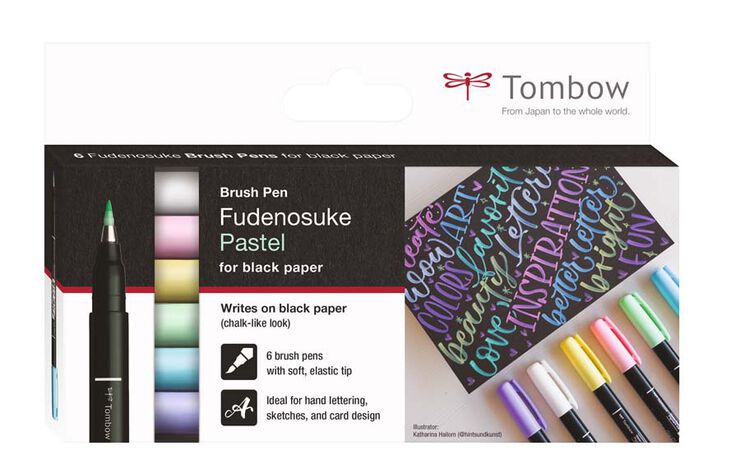 Retoladors Tombow Fudenosuke pastel 6 colors
