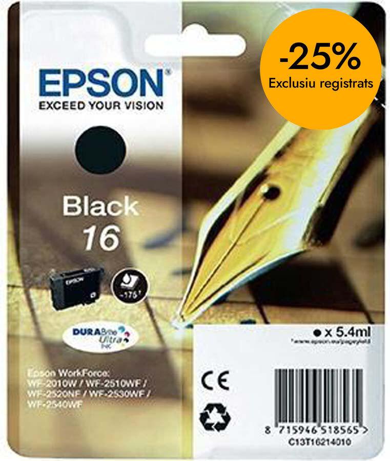 Cartutx original Epson T16 negre - C13T16214012