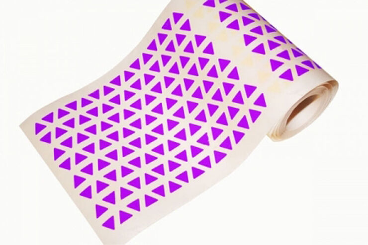 Gomets Triángulo pequeño 10,5mm rollo lila