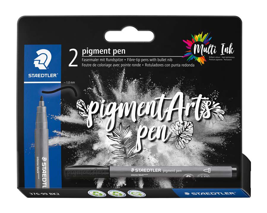 Rotuladores Staedtler Pigment Arts negro 2u