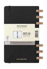 Agenda escolar espiral moleske tapa blanda sem/vista L 2025-26 negro
