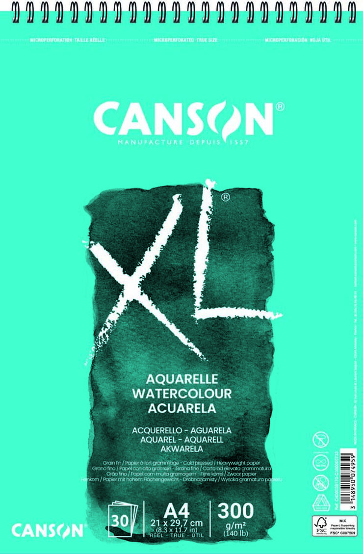 Bloc espiral Aquarel·la Canson XL A4 300g 30 fulls