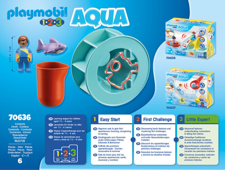 Playmobil 1.2.3 Rueda de Agua con Bebé Tiburón 70636