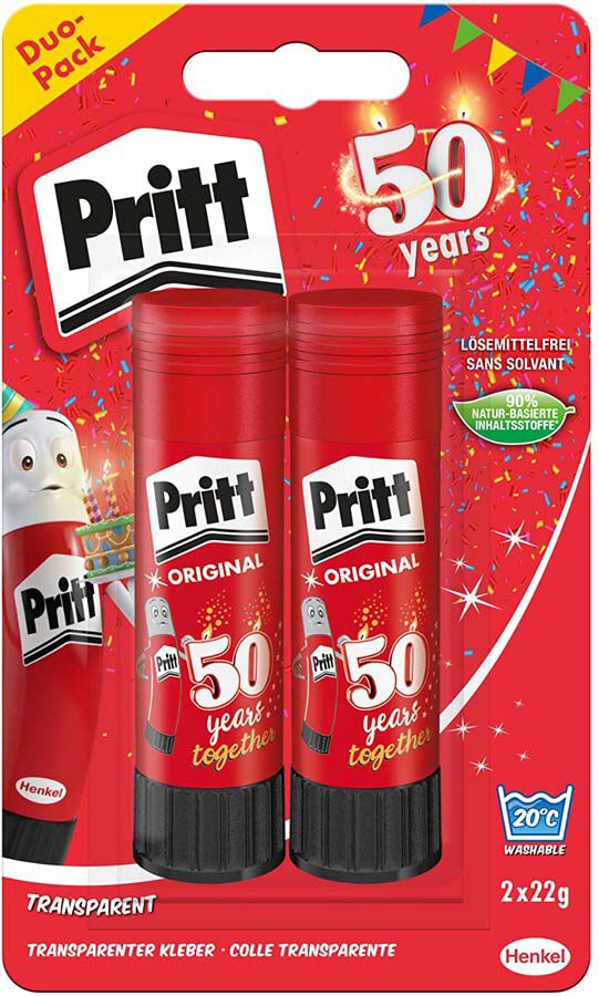 Pegamento adhesivo en barra Pritt 22gr 2+1u