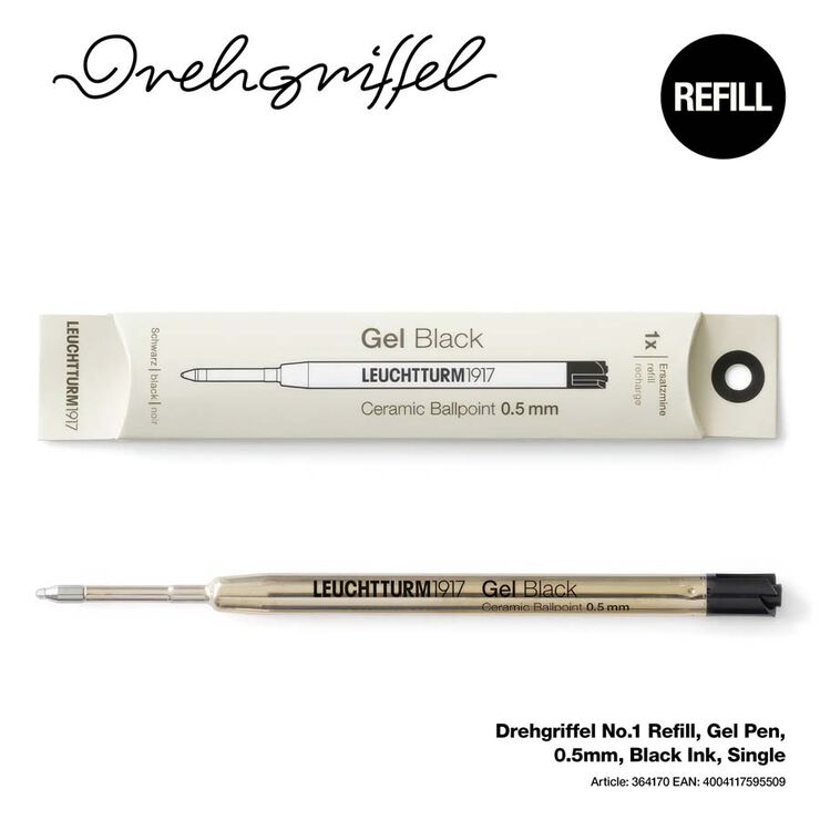 Recambio Roller gel Drehgriffel No.1 negro 0,5 mm
