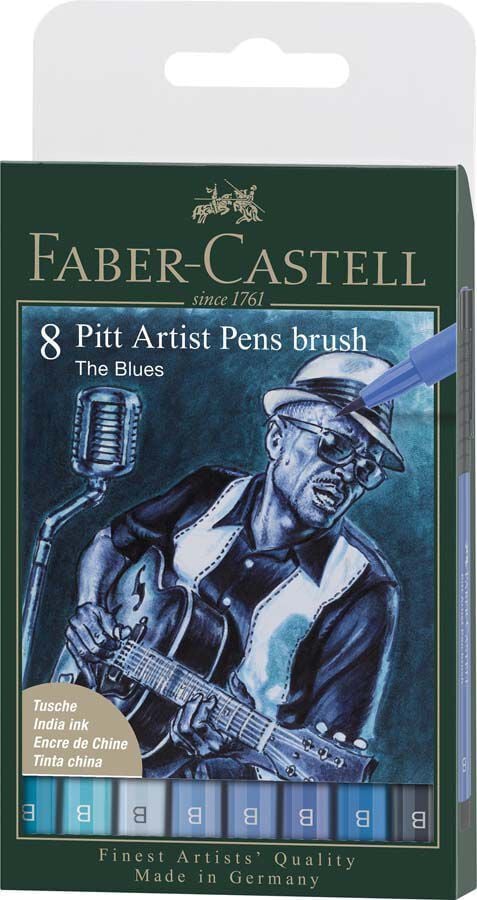 Pitt Artist Pen Faber-Castell The Blues 8 colas azules