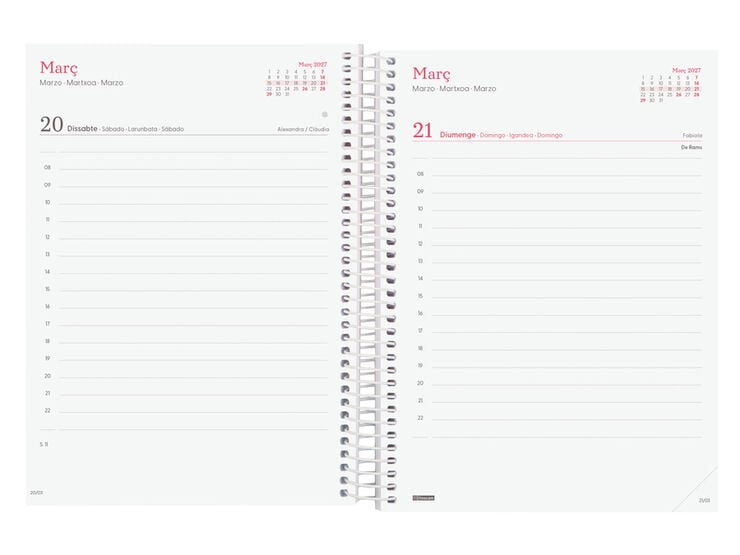 Agenda Finocam Design Collection D&iacute;a P&aacute;gina 2027 Catal&aacute;n Flora