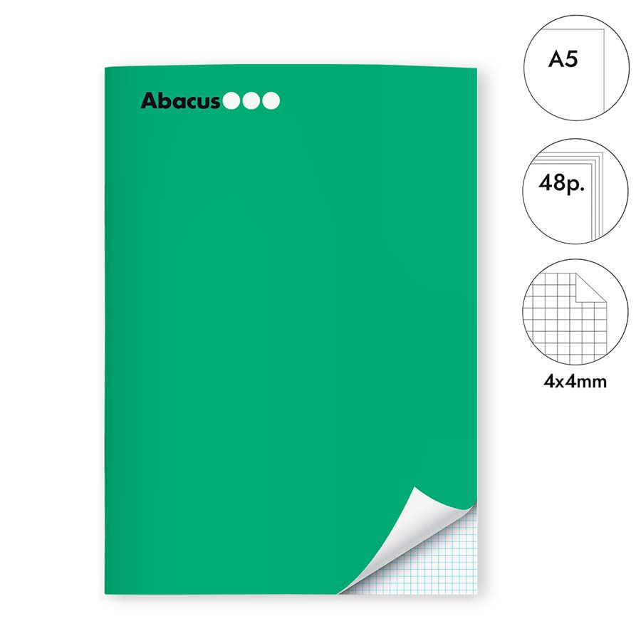 Libreta grapada Abacus A5 48 hojas 4x4mm verde