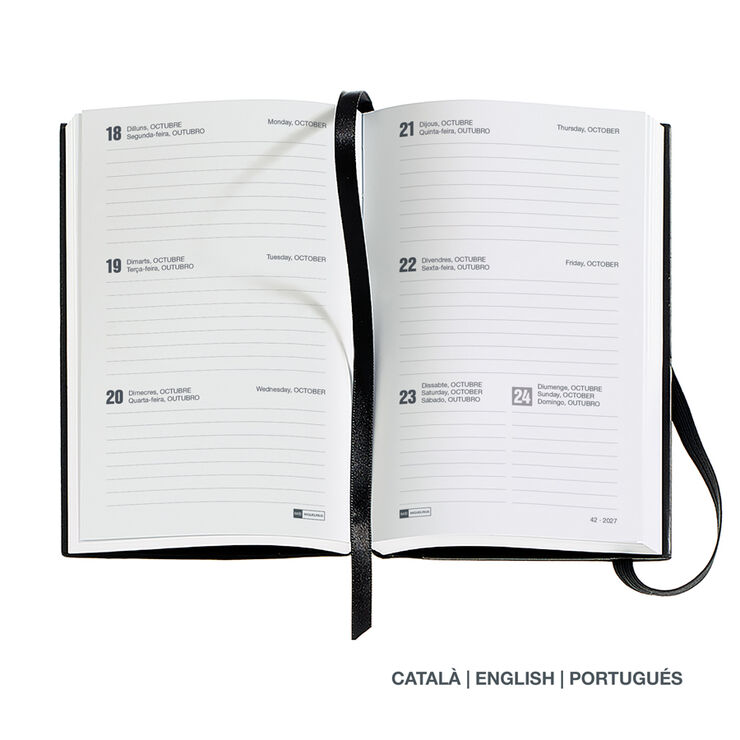 Agenda Miquelrius Passport Setmana Vista Catal&agrave; 2027 Luxor Negre