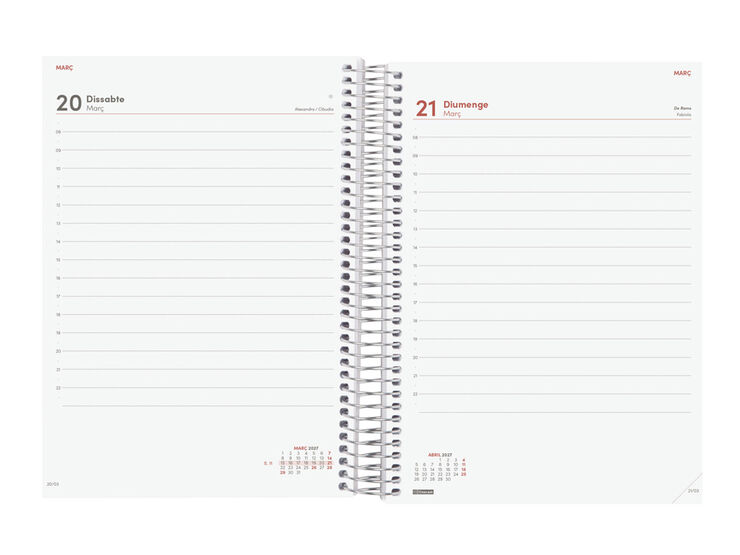 Agenda Finocam Year D&iacute;a P&aacute;gina 2027 Catal&aacute;n Rojo