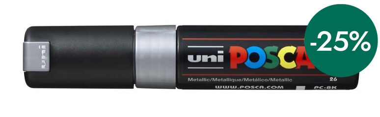 Rotulador Posca PC-8K 8mm plata metal