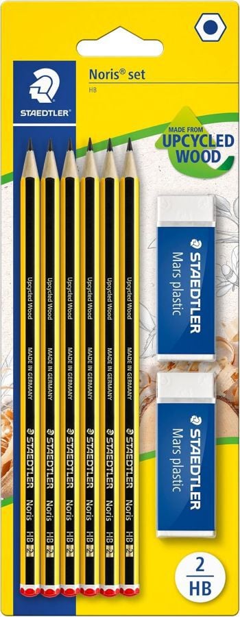 Set Staedtler 6 L&aacute;pices Noris HB + 2 gomas