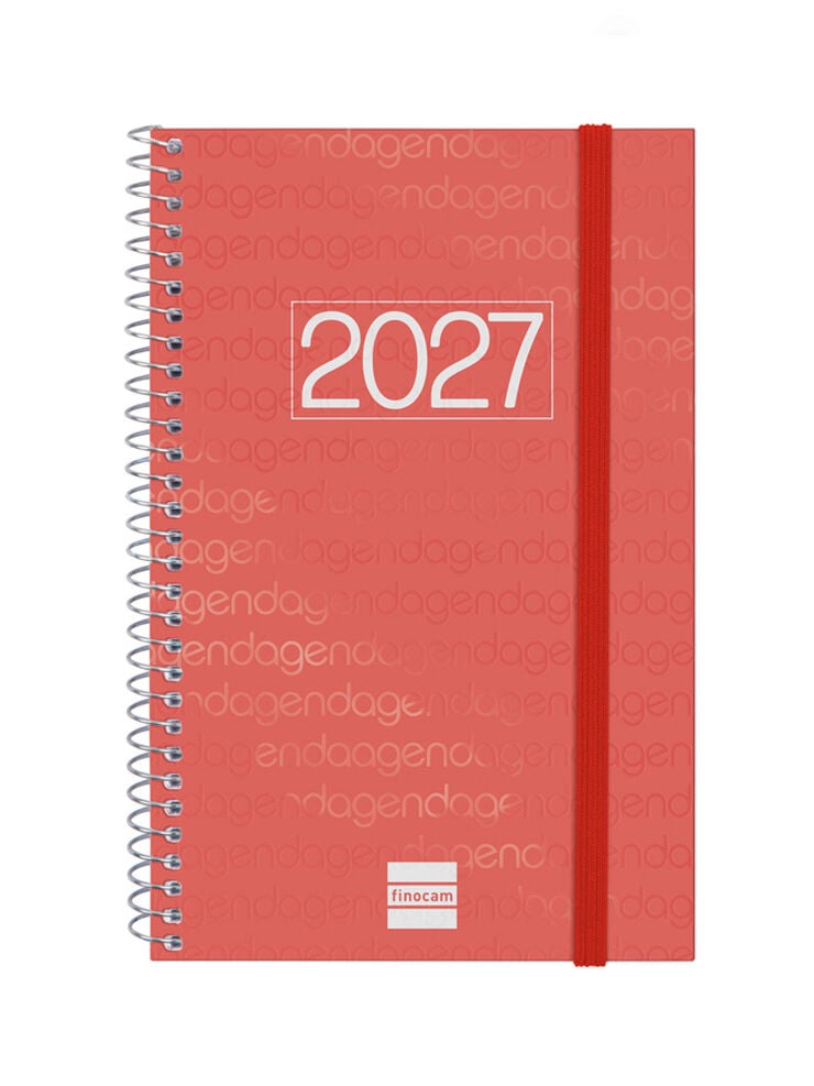 Agenda Finocam Year Semana Vista Horizontal 2027 Catal&aacute;n Rojo