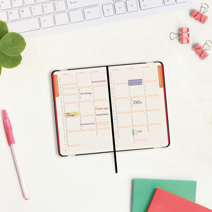 Agenda Finocam Flex Llisa Semana Vista Horizontal 2027 Castellano Rojo