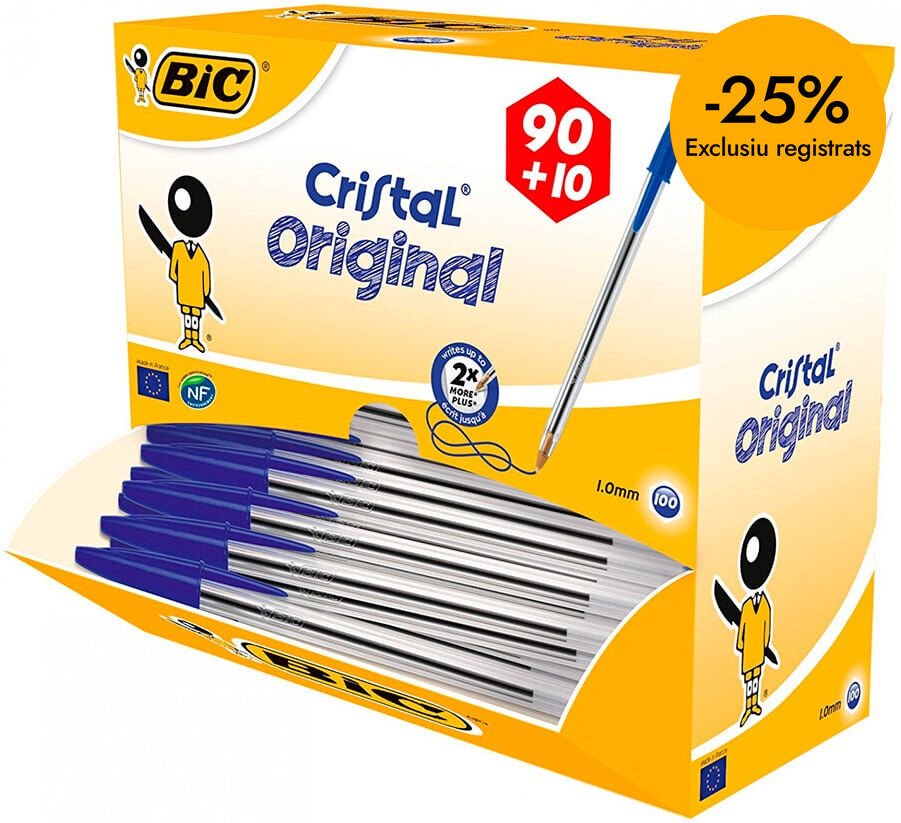 Bol&iacute;grafos Bic Cristal azul 90+10u