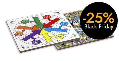 Tauler parxís-oca 6 jugadors 40x40 cm fusta