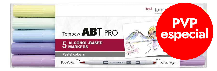 Rotulador Tombow Abt Pro Dual Brush pastel 5 colores