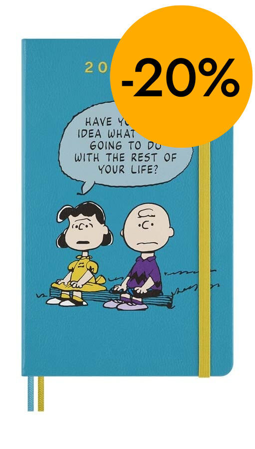 Agenda 18 mesos Moleskine tapa dura setm/vista L 2025-26 Peanuts