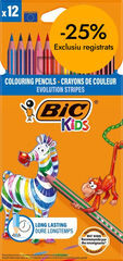 L&aacute;pices de colores&nbsp;BicKids Evolutions Stripes&nbsp;12 colores