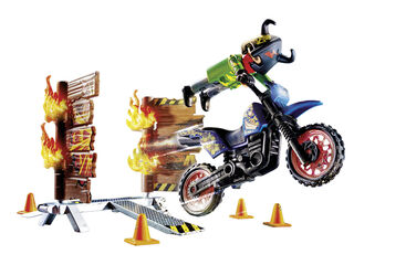 Playmobil Stuntshow Moto con muro de fuego 70553