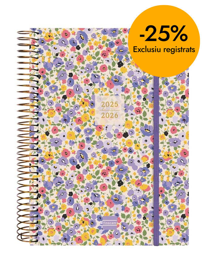 Agenda Finocam espiral 18 meses E10 2d&iacute;a/p&aacute;g mult 2025-26 girl