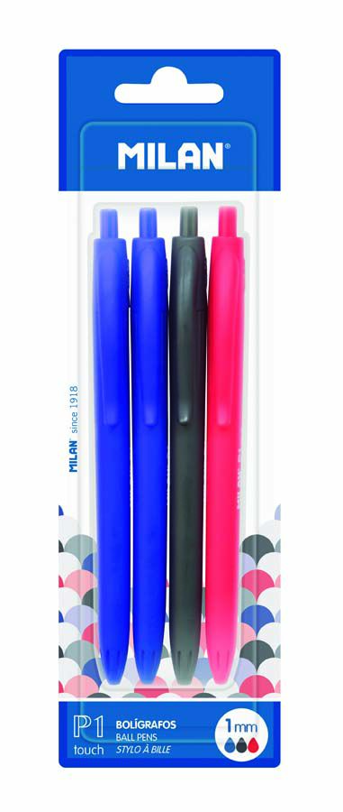 Bol&iacute;grafos Milan P1 Touch 3 colores 4u