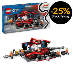 LEGO® LEGO City Parada en Boxes de F1® y Equipo de Mecánicos con Coche Ferrari 60443