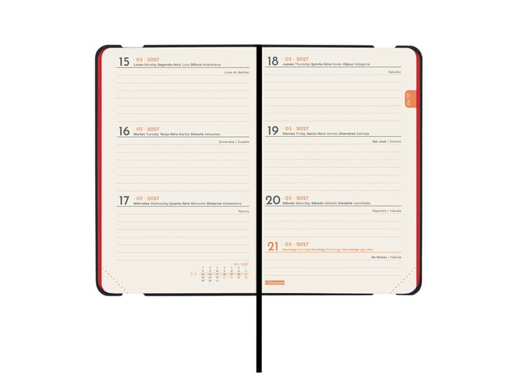 Agenda Finocam Flex Llisa Semana Vista Horizontal 2027 Castellano Rojo