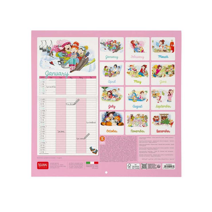 Calendario Pared Legami m/vista 2025 Super Mum