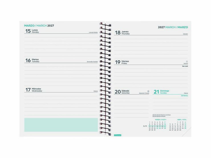 Agenda Escolar Finocam Cool 1/8 Sem/Vista Castellano 2026-27 Negro