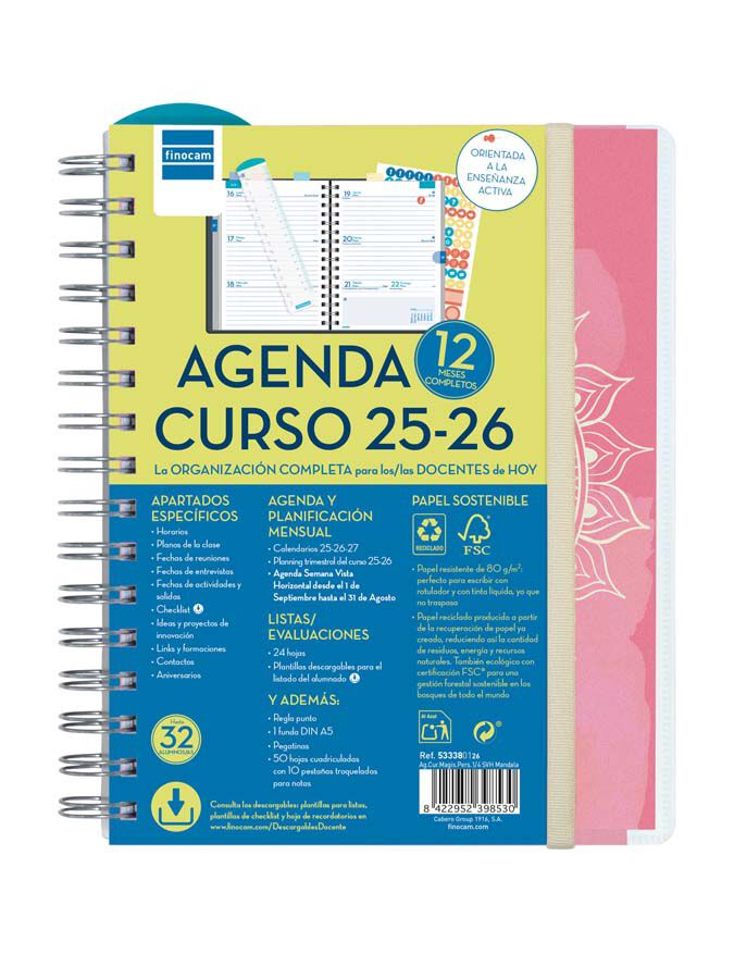 Agenda Finocam docente Magistral personalizable 1/4 sem/vista cas 2025-26 Mandala