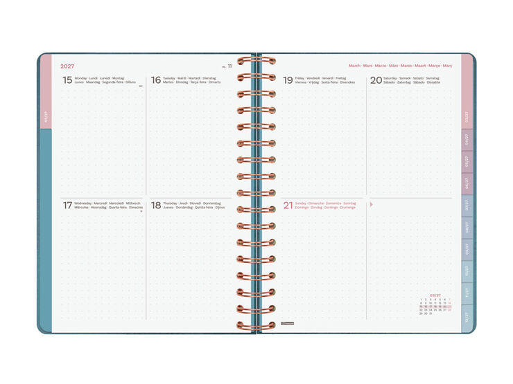 Agenda Finocam Optimal Semana Vista Horizontal 2027 Multiling&uuml;e Azul
