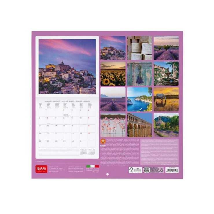 Calendario pared Legami 30x29cm 2026 Provence