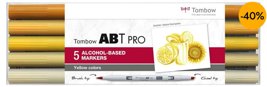 Retolador Tombow Abt Pro Dual Brush grocs 5 colors