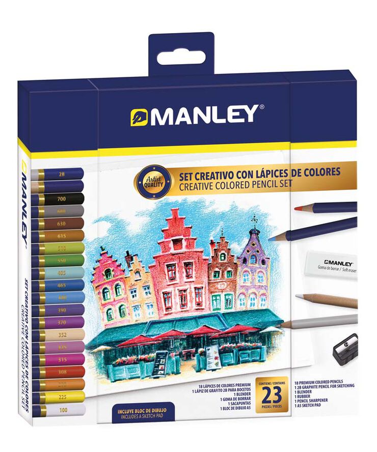 Set creativo lápices de colores Manley 23 piezas