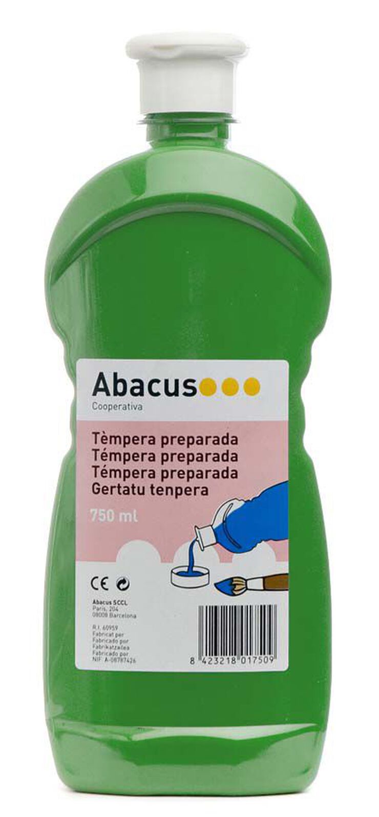 T&eacute;mpera preparada Abacus 750ml verde