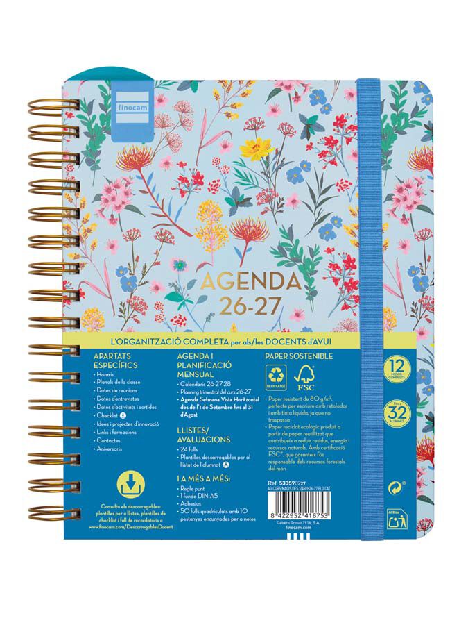 Agenda Finocam Magis Design 1/4 Sem/Vista Catal&aacute;n 2026-27 Flowe