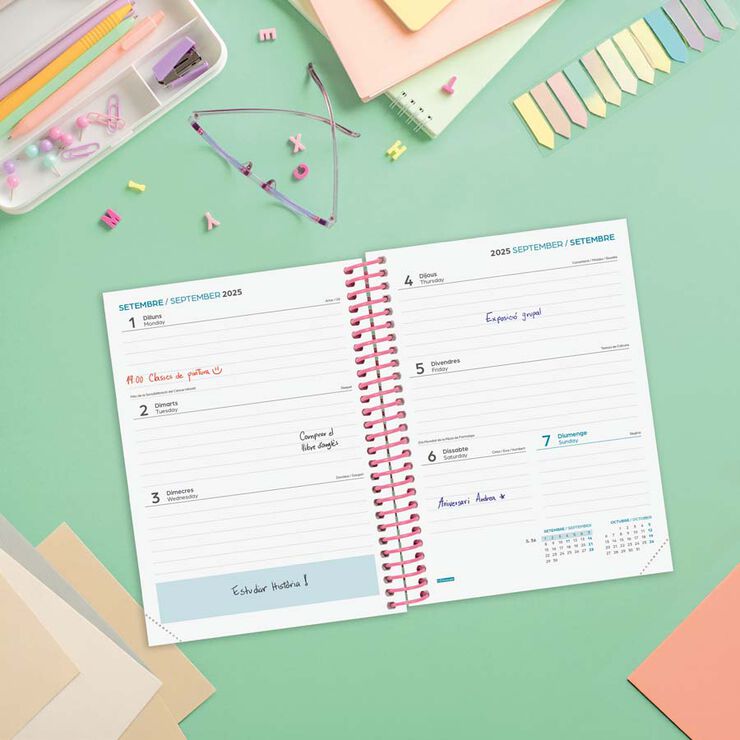 Agenda Finocam escolar Diva 1/8 sem/vista cat 2025-26 spring