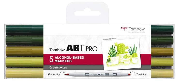 Rotulador Tombow Abt Pro Dual Brush verdes 5 colores