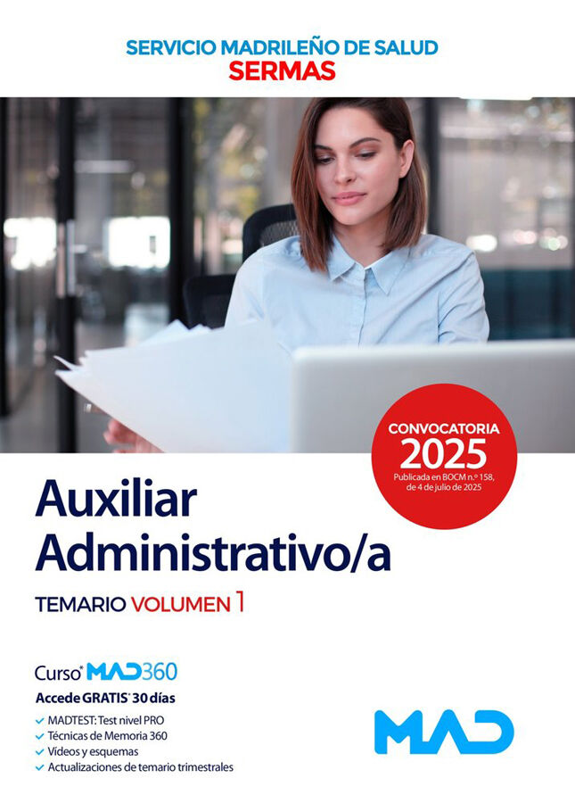 Auxiliar Administrativo/a del Servicio Madrile&ntilde;o de Salud. Temario volumen 1