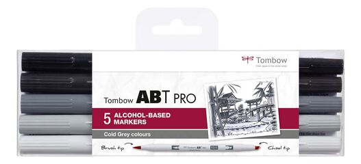 Rotulador Tombow Abt Proh Dual Brush grises fríos 5 colores